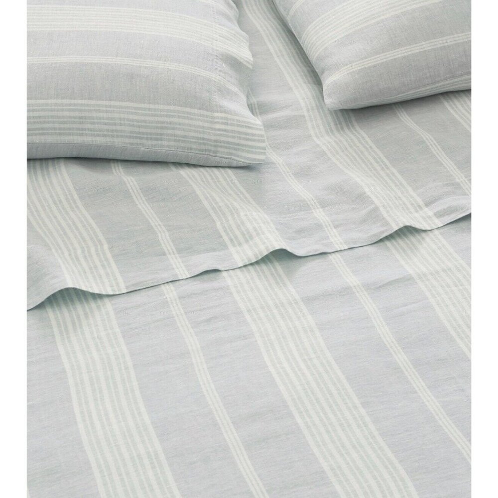 Garnet Hill Light Blue Striped Bedding Sheets